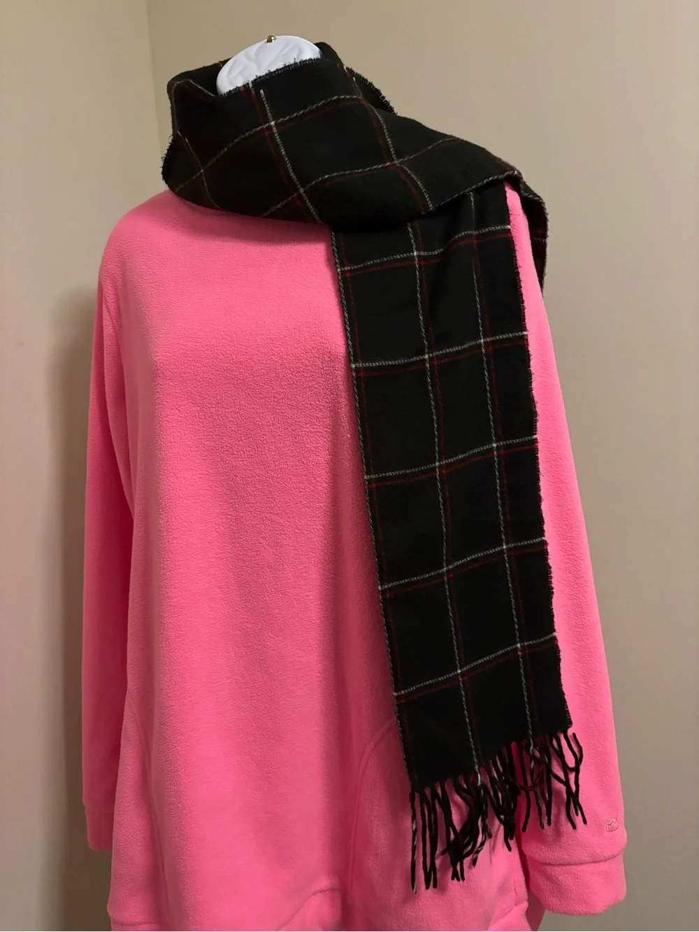 Unisex Black Plaid Cashmink Scarf